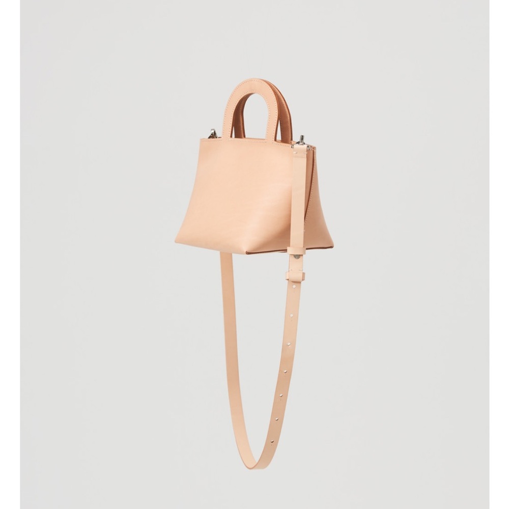 Building Block Tiny Stencil Crossvody Bag — Natural vegetable tan